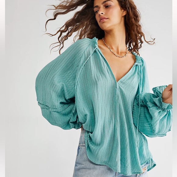 Out Of Town Top in Blue Jade Free People Color:Blue Jade - Picture 12 of 12